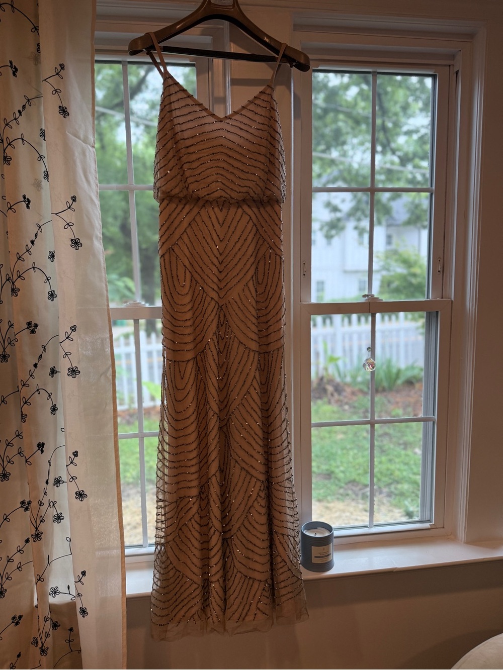 Adrianna Papell Blush Pink Beaded Evening Dress
